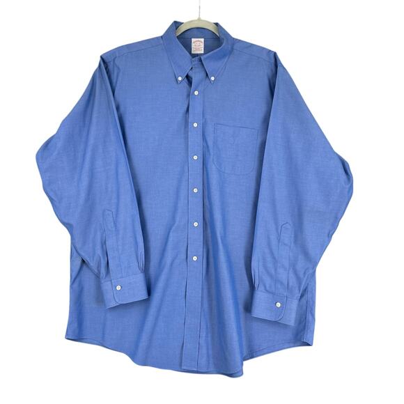 Brooks Brothers Blue Long Sleeve Button Down‎ Collar Button Up Shirt Size 17 1/2 - Picture 1 of 8